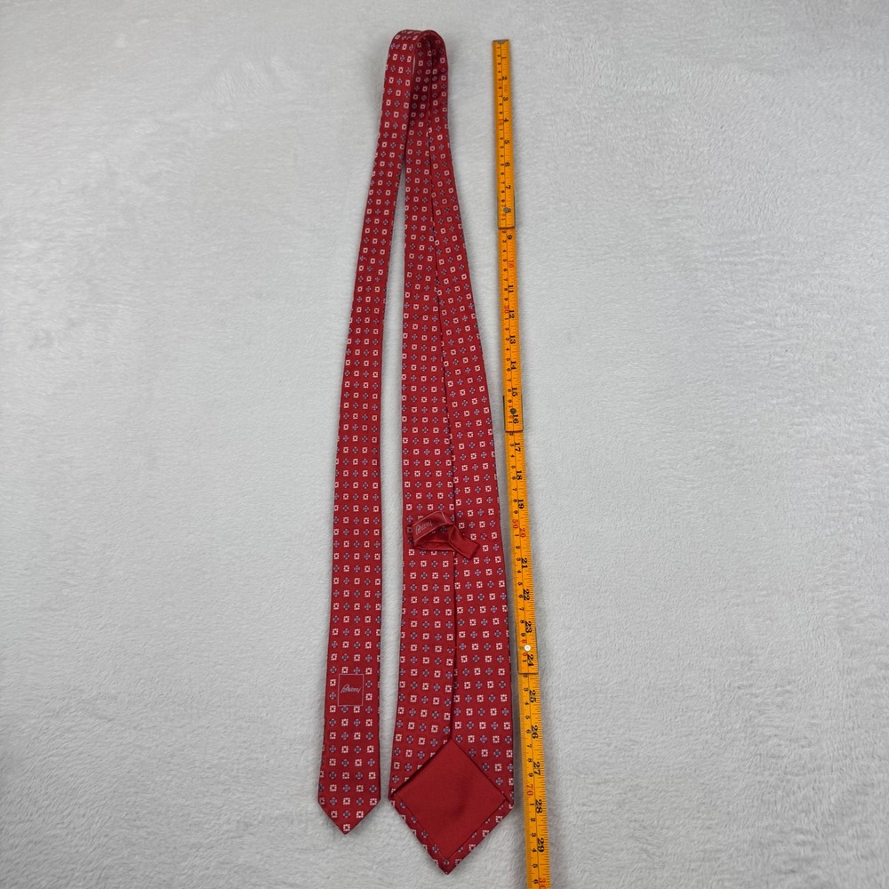 Brioni Silk Tie Mens OS Red Geometric Medallion Handmade Italy dis.1F158 - Picture 4 of 10